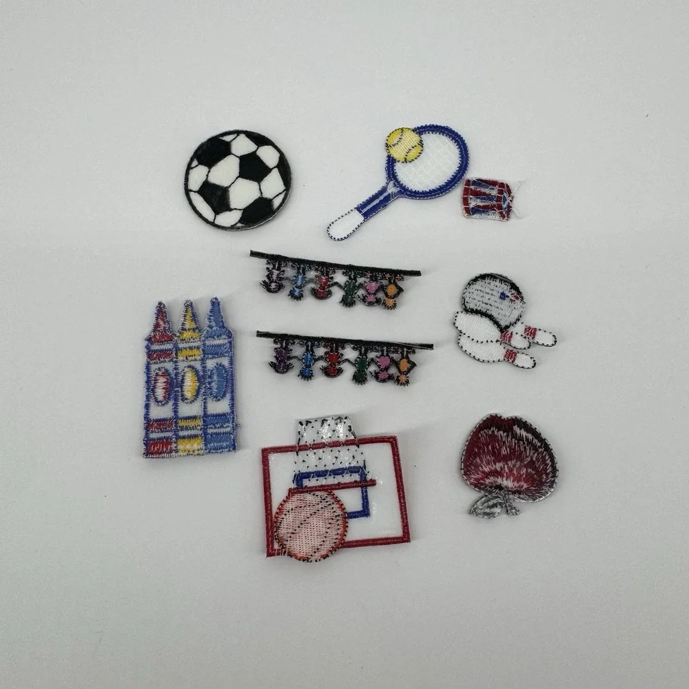 Vintage Sports & School Embroidered Iron On Patch Lot Soccer Basketball Bowling